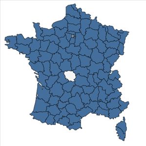 Répartition de Ranunculus trichophyllus Chaix en France